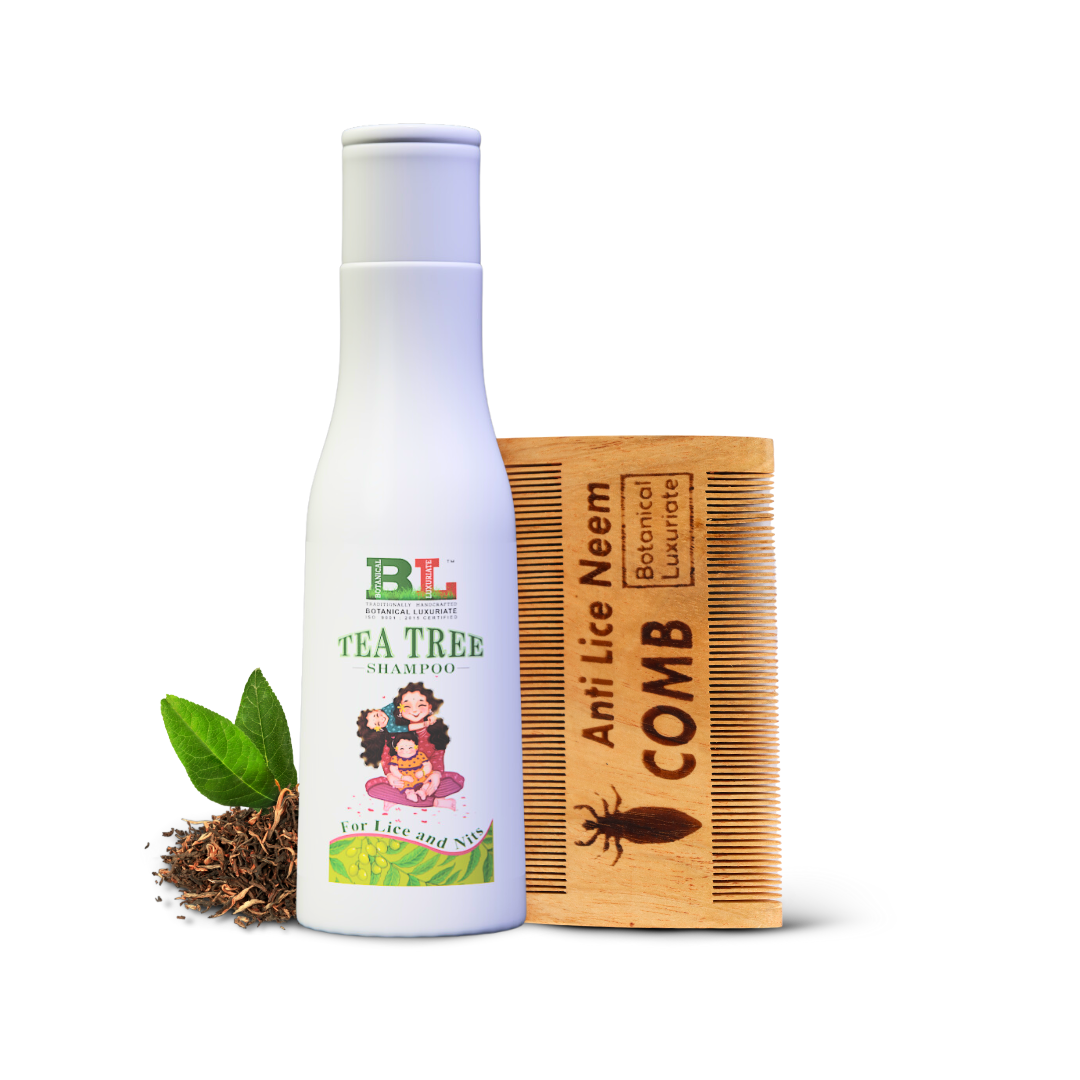 Tea Tree Shampoo For Lice and Nits With Pure Neem Comb