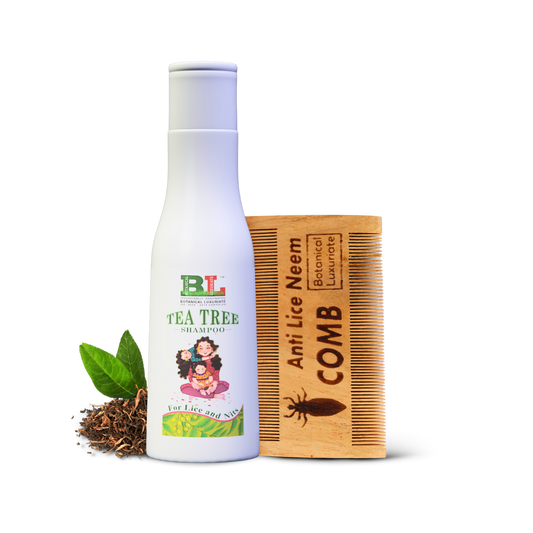 Tea Tree Shampoo For Lice and Nits With Pure Neem Comb