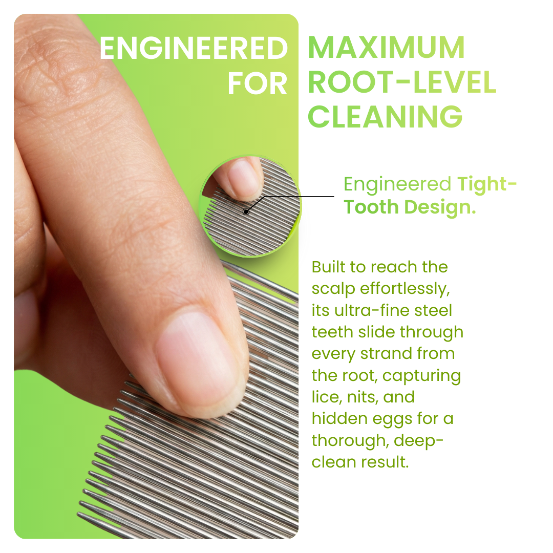 Botanical Luxuriate HYBRID LICE & NITS / DANDRUFF REMOVAL STAINLESS STEEL COMB