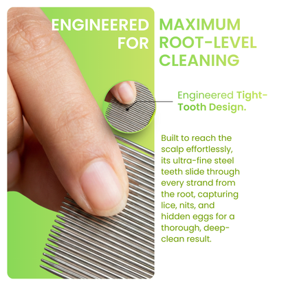 Botanical Luxuriate HYBRID LICE & NITS / DANDRUFF REMOVAL STAINLESS STEEL COMB