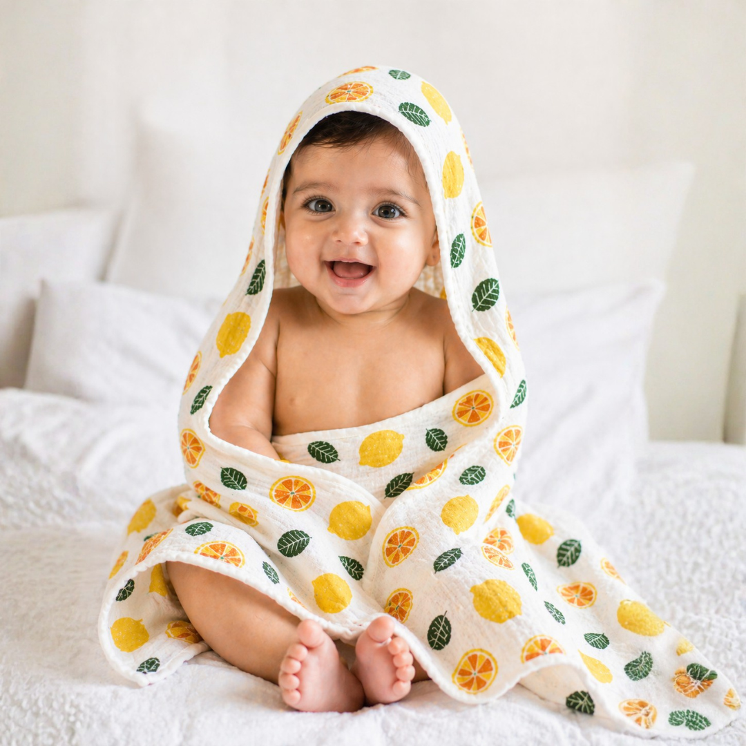 Botanical Luxuriate Bamboo Baby Towel with Hood – Silky Soft, Ultra Gentle & Absorbent, Premium Bath Towel for Newborn & Kids