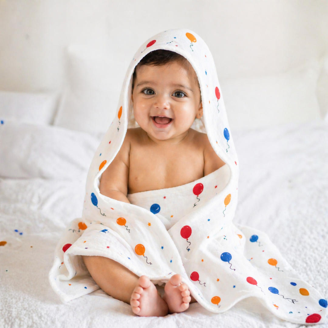 Botanical Luxuriate Bamboo Baby Towel with Hood – Silky Soft, Ultra Gentle & Absorbent, Premium Bath Towel for Newborn & Kids