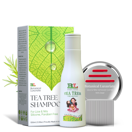 Natural Tea Tree Anti-Lice & Nits Shampoo 100ml with Lice and Nit’s Removal  Steel Comb