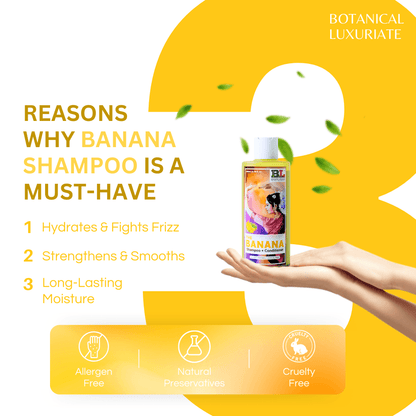Banana Shampoo + Conditioner - With Silk Protein For Glossy Hair Texture